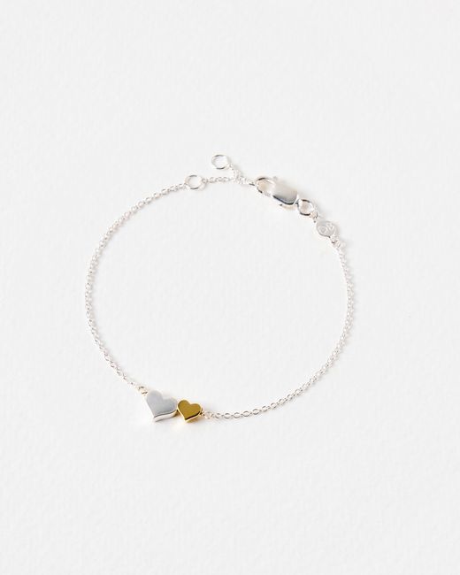 Oliver Bonas White Callie Heart Charm Silver & Chain Bracelet