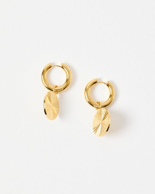 Oliver Bonas Metallic Maya Tone Waterproof Disc Drop Hoop Earrings