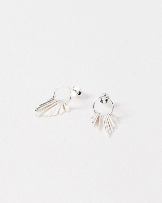 Oliver Bonas White Aida Mini Fan Drop Earrings