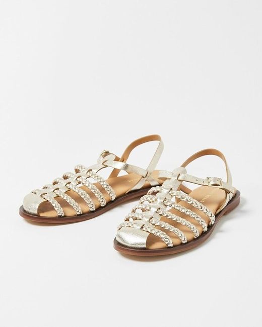 Oliver Bonas Plait Detail Leather Gladiator Sandals in White Lyst