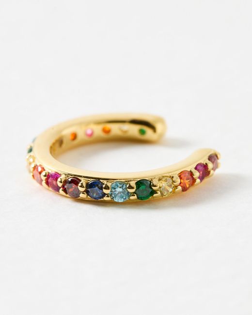 Oliver Bonas White Rainbow Gem Inlay Ear Cuff