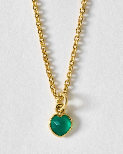 Oliver Bonas White Auden Onyx Heart Charm Pendant Necklace