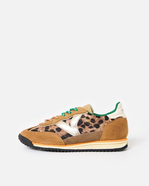 Victoria White Saturno Suede & Nylon Animal Print Trainers, Size Uk 6