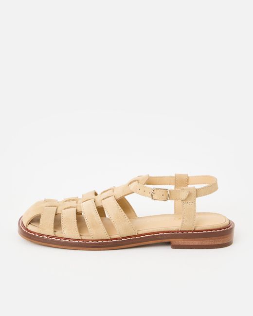 Oliver Bonas Natural Square Toe Suede Fisherman Sandals, Size 3