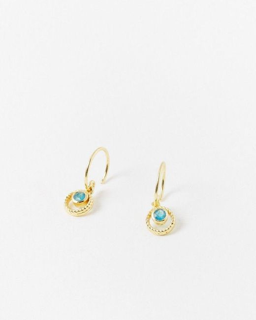 Oliver Bonas White Sarai Jade Gold Plated Hoop Earrings
