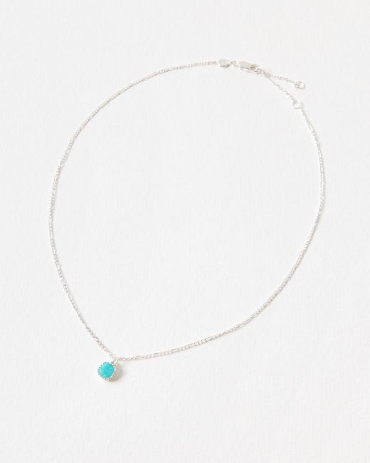 Oliver Bonas Blue Briar Sterling Silver Amazonite Square Pendant Necklace