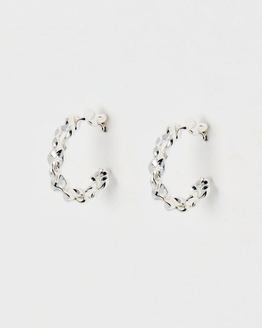 Oliver Bonas Natural Roselyn Plaited Textured Silver Hoop Earrings