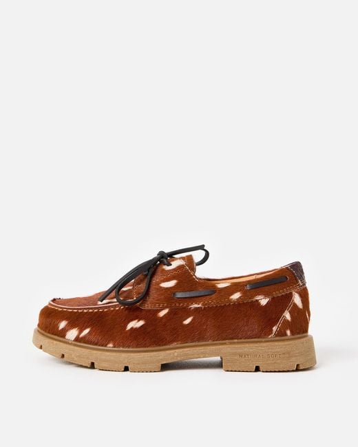 Woden Brown Johanne Animal Print Leather Loafers, Size 3