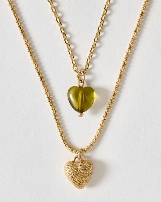 Oliver Bonas Metallic Lara Resin Mini Heart Layered Necklace