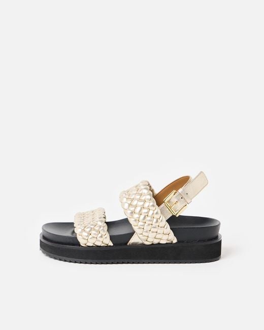 Oliver Bonas White Chunky Metallic Weave Leather Sandals, Size Uk 3