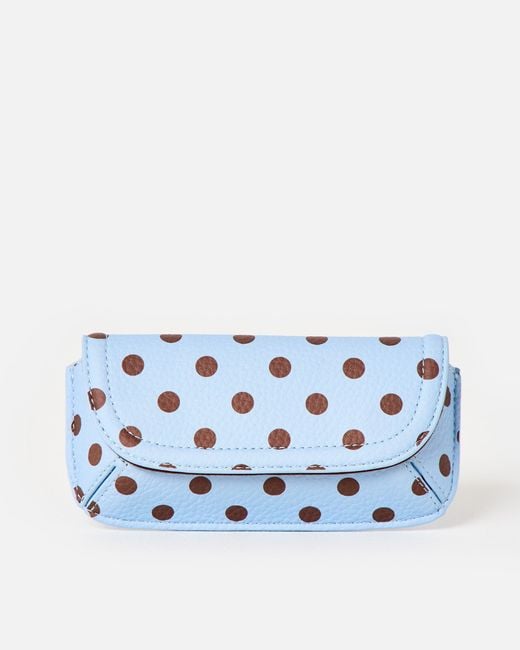 Oliver Bonas Blue Carly Light & Brown Polka Dot Sunglasses Case