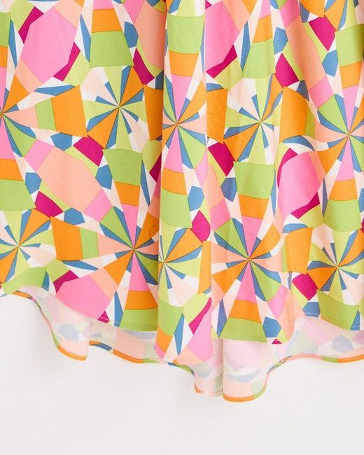 Oliver Bonas Natural Kaleidoscope Geometric Print Midi Dress