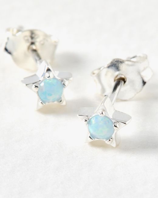 Oliver Bonas Blue Astra Star Opalite Sterling Silver Stud Earrings