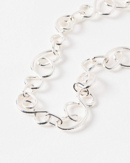 Oliver Bonas White Enza Twisted Links Tone Collar Necklace