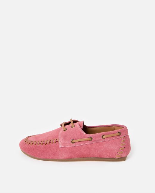 Oliver Bonas Pink Suede Boat Shoes, Size 3