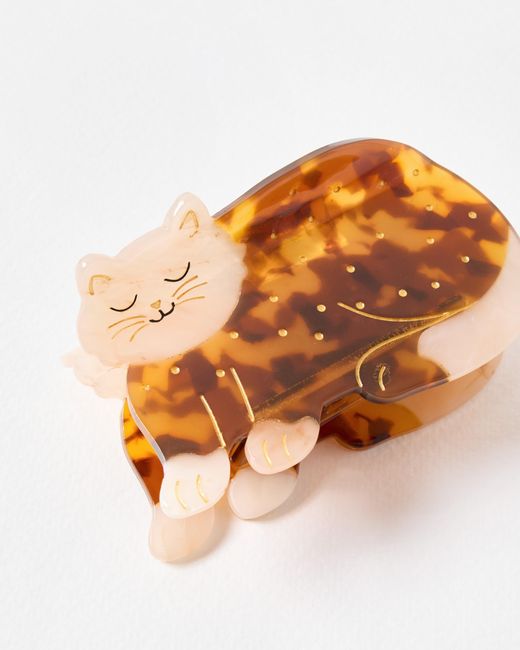 Oliver Bonas Brown Marie Faux Tortoiseshell Resin Cat Hair Claw Clip