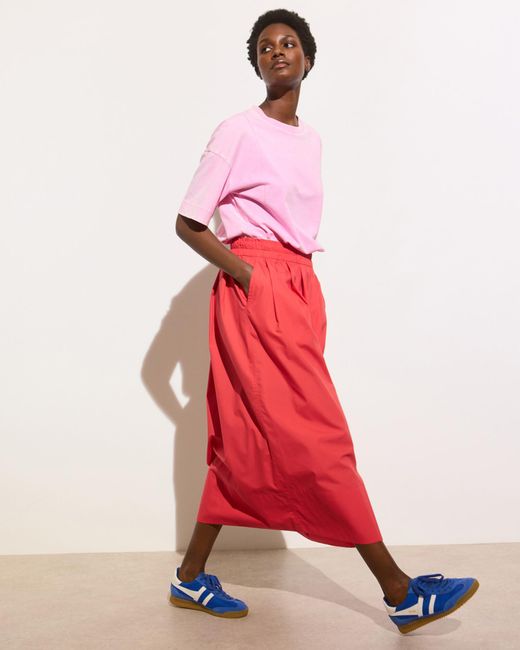 Oliver Bonas Red Elasticated Waist Midi Skirt, Size 6