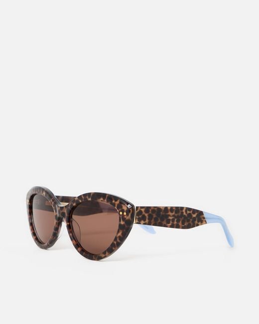 Oliver Bonas Brown Leopard Print Cat Eye Acetate Sunglasses