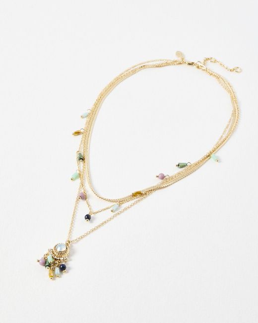 Oliver Bonas White Azure Bead Cluster Layered Pendant Necklace