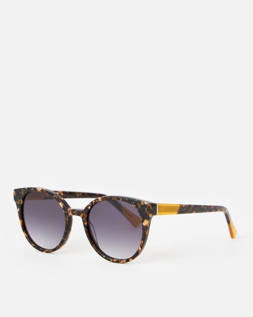 Oliver Bonas Yellow Brown & Faux Tortoiseshell Preppy Acetate Sunglasses