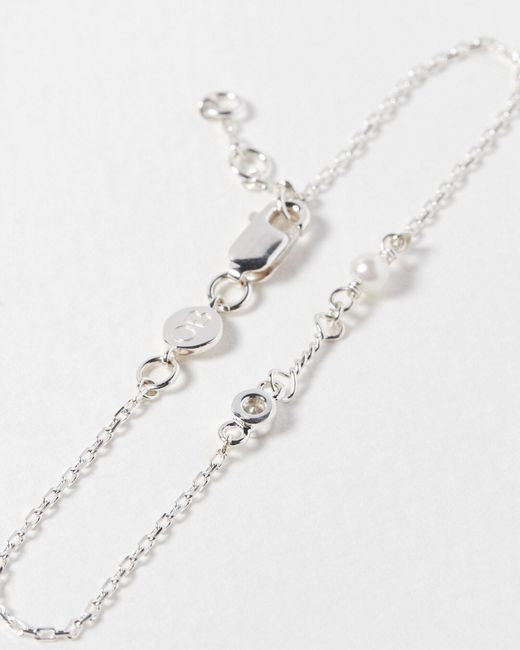Oliver Bonas Natural Rosaline Freshwater Pearl Chain Bracelet