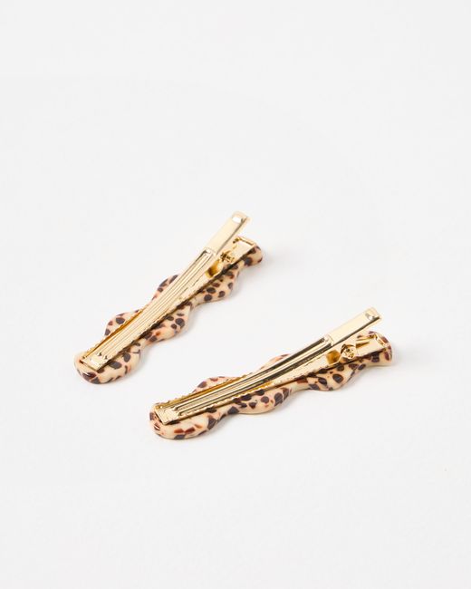 Oliver Bonas White April Speckled Resin Wavy Hair Clips Set Of Two