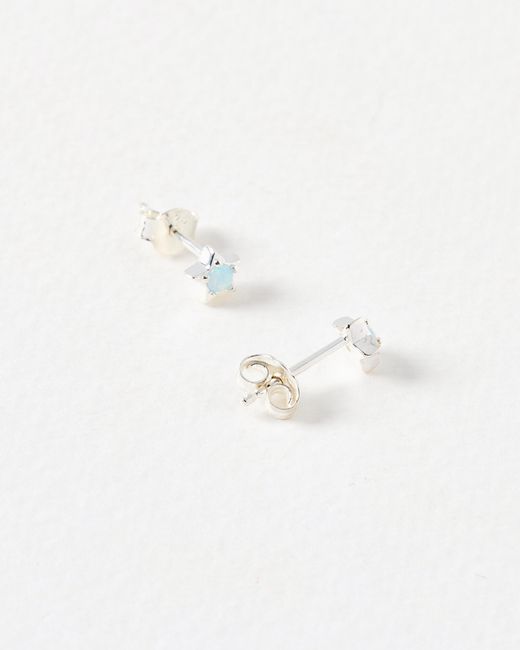 Oliver Bonas Blue Astra Star Opalite Sterling Silver Stud Earrings