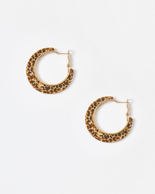 Oliver Bonas White Sofie Speckled Resin Hoop Earrings