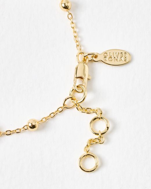 Oliver Bonas Metallic Rosa Beaded Flower Chain Bracelet