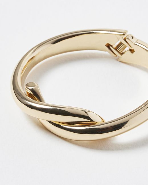 Oliver Bonas Metallic Maya Cross Over Tone Chunky Cuff Bangle