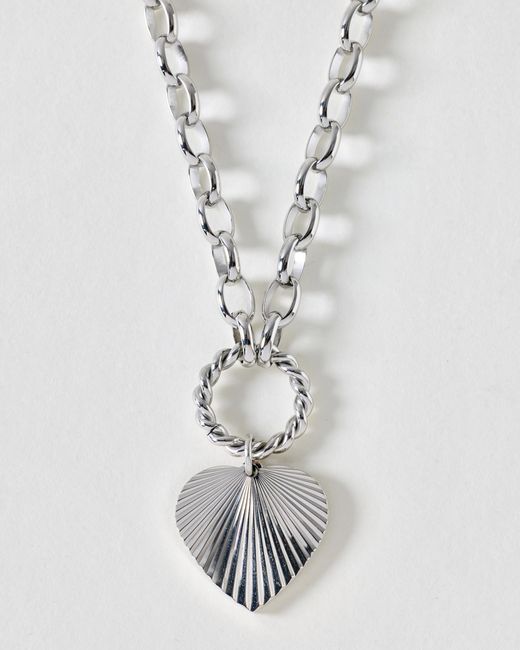 Oliver Bonas White Louisa Heart Tone Waterproof Chain Necklace