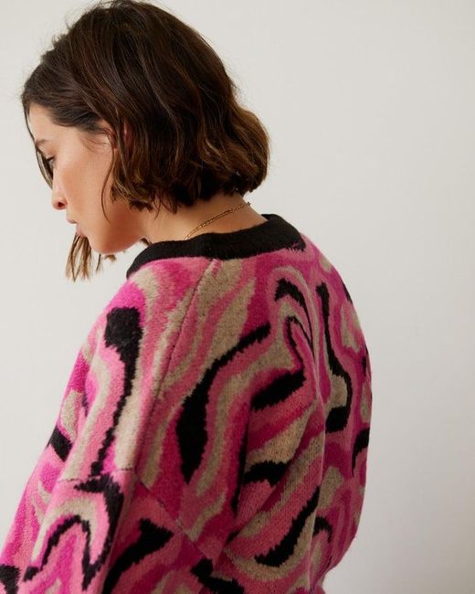 Oliver Bonas Marble Knitted Bomber Jacket in Pink Lyst