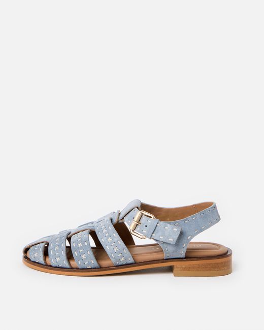 Oliver Bonas White Light Stitch Detail Suede Gladiator Sandals, Size 4