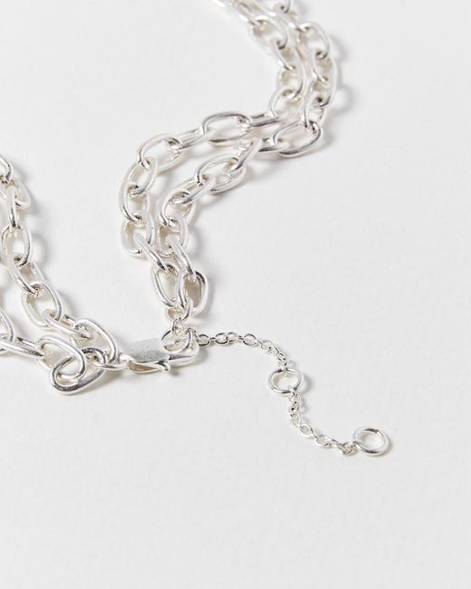 Oliver Bonas White Kali Chunky Chain Tone Faux Pearl Collar Necklace