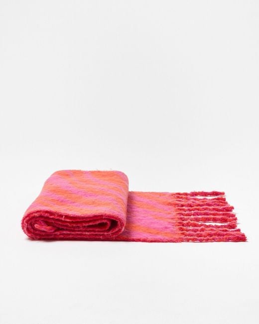 Oliver Bonas Red Zebra Pink & Orange Heavyweight Scarf