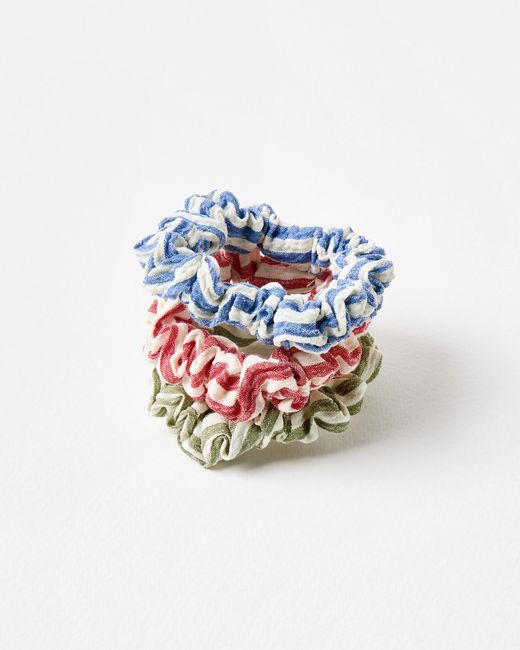 Oliver Bonas Multicolor Ethel Stripe Mini Hair Scrunchies Set Of Three
