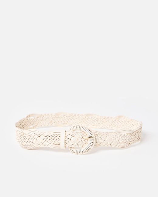 Oliver Bonas Natural Ecru Cream Braided Weave Jeans Belt, Size Large