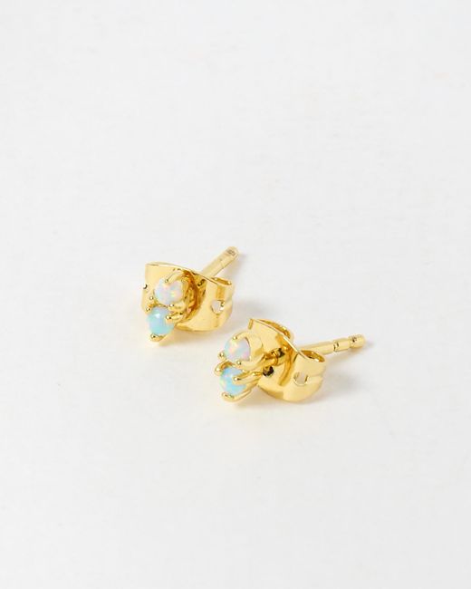 Oliver Bonas White Ffion Opalite Cluster Stud Earrings