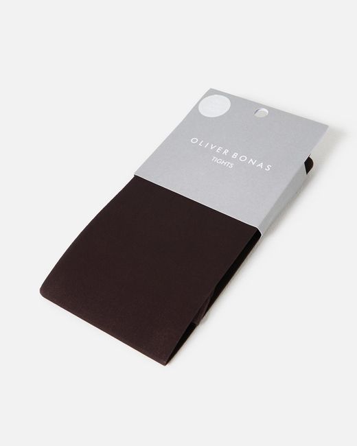 Oliver Bonas White 30 Denier Chocolate Sheer Tights, Size S/m