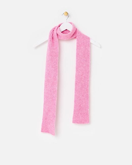 Oliver Bonas Pink Marl Ribbed Knitted Skinny Scarf