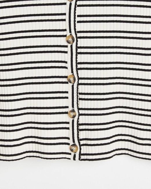 Oliver Bonas Red Monochrome Stripe Ribbed Jersey Top