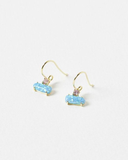 Oliver Bonas Blue Rita Opalite & Rhodolite Gold Plated Drop Earrings