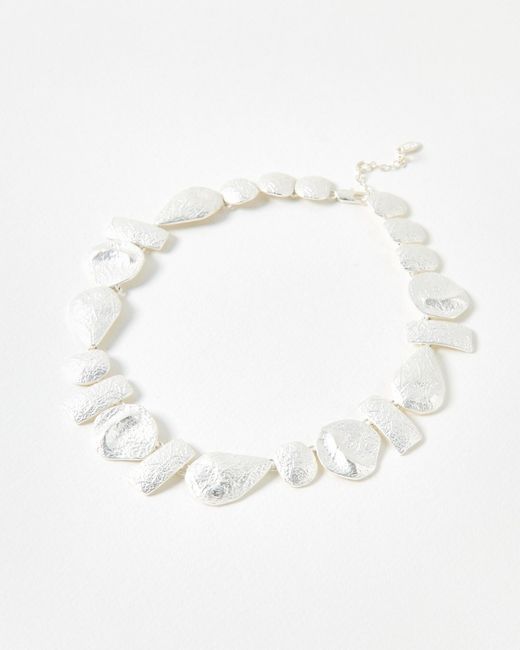 Oliver Bonas White Amari Textured Tone Statement Necklace