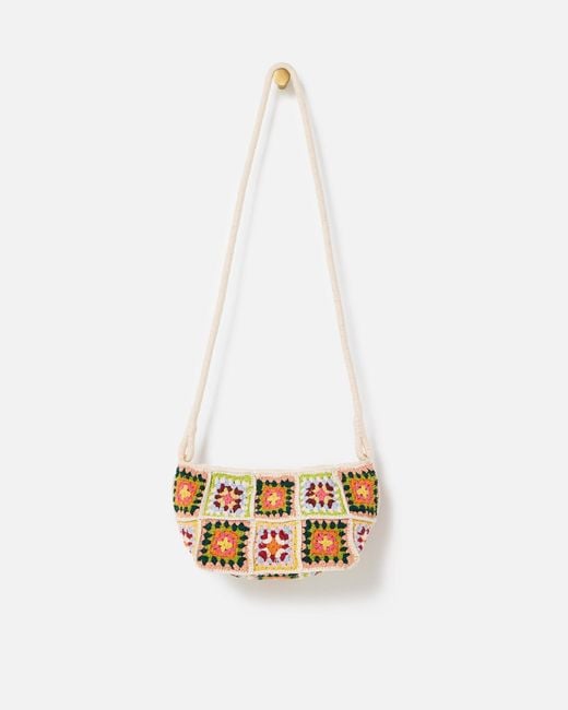 Oliver Bonas Green Mika Square Crochet Crossbody Bag