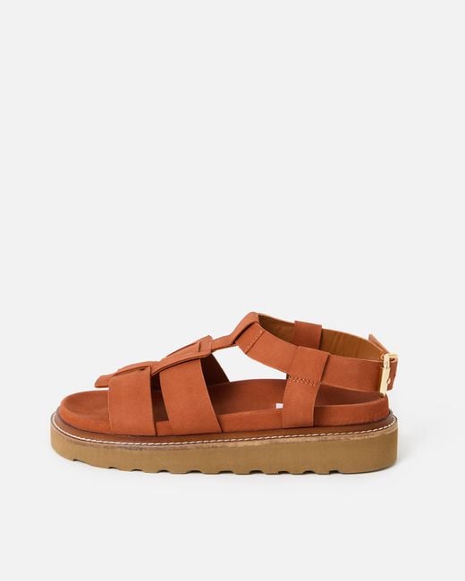 ASRA Brown Nico Terracotta Gladiator Leather Sandals, Size Uk 3