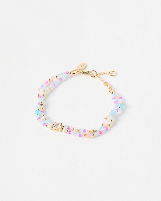 Oliver Bonas White Immy Double Row Beaded Bracelet