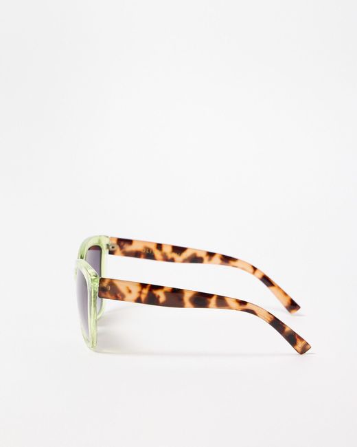 Oliver Bonas White & Faux Tortoiseshell Square Cat Eye Sunglasses