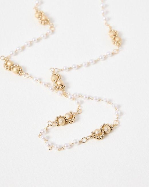 Oliver Bonas Natural Aubrey Faux Pearl Chain Necklace