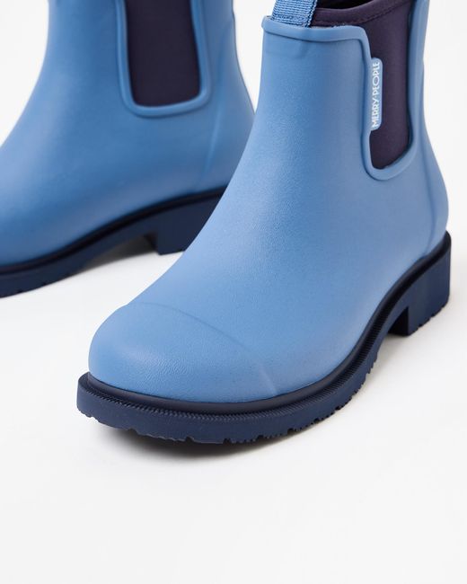 Merry People Denim Blue & Black Bobbi Wellington Boot, Size Uk 3