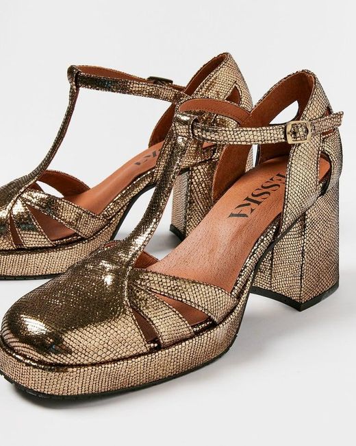 Oliver Bonas Esska Chaza Onyx Gold Heeled Sandals in Brown Lyst